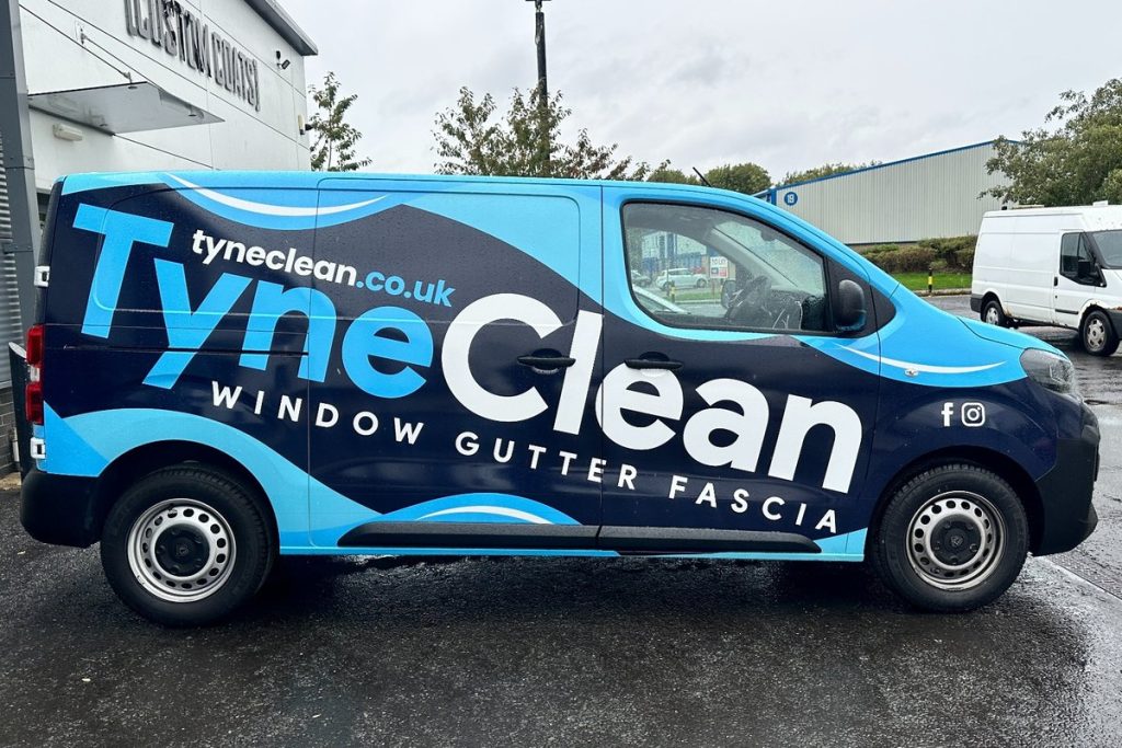 Van graphics Newcastle – window cleaning fleet branding installed in North Shields