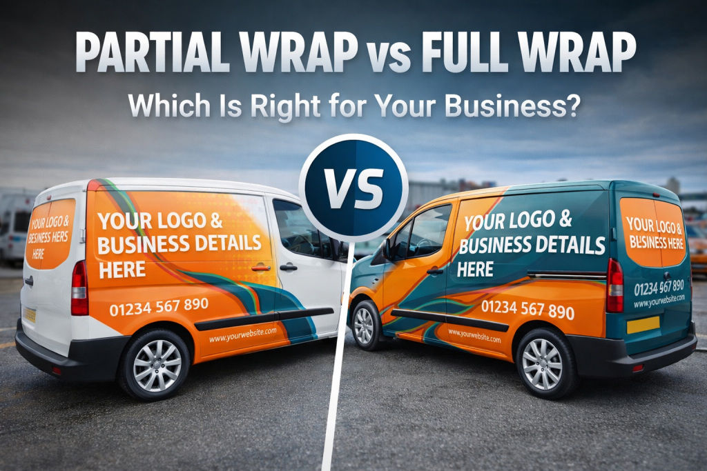Partial vs full van wrap comparison in Newcastle showing vehicle branding option